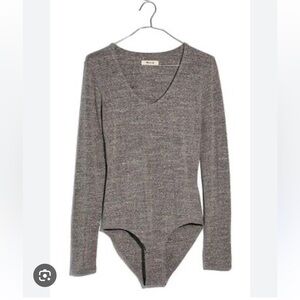 Madewell Gray Long Sleeve Bodysuit, size small, full coverage